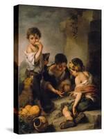 Urchins Playing Dice, about 1670/1675-Bartolomé Estéban Murillo-Stretched Canvas
