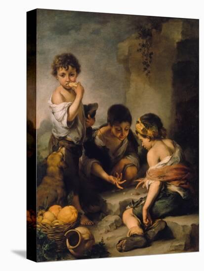 Urchins Playing Dice, about 1670/1675-Bartolomé Estéban Murillo-Stretched Canvas