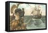 Urkey Watching Mayflower Arrival-null-Framed Stretched Canvas