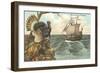 Urkey Watching Mayflower Arrival-null-Framed Art Print