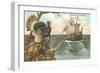 Urkey Watching Mayflower Arrival-null-Framed Art Print