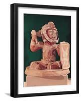 Urn Lid with a Figure of a Warrior, from Guatemala, Classic Period, 600-950-Mayan-Framed Giclee Print