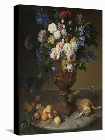 Urn of Flowers with Fruits and Hare, 1715-Alexandre-Francois Desportes-Stretched Canvas