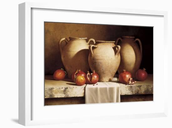 Urns with Persimmons and Pomegranates-Loran Speck-Framed Giclee Print