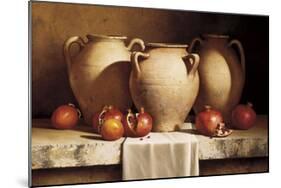 Urns with Persimmons and Pomegranates-Loran Speck-Mounted Giclee Print