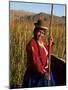Uros Indian Woman in Traditional Reed Boat, Islas Flotantes, Lake Titicaca, Peru, South America-Gavin Hellier-Mounted Photographic Print