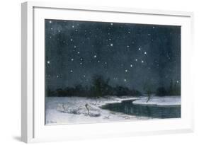 Ursa Major and Ursa Minor (The Great Bear and the Little Bear) in the Northern Sky-null-Framed Art Print