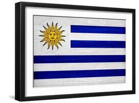 Uruguay Flag Design with Wood Patterning - Flags of the World Series-Philippe Hugonnard-Framed Art Print