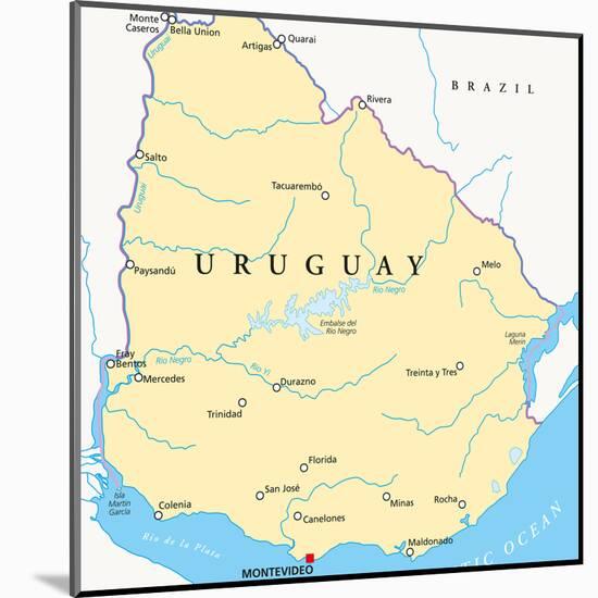 Uruguay Political Map-Peter Hermes Furian-Mounted Art Print