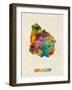 Uruguay Watercolor Map-Michael Tompsett-Framed Art Print