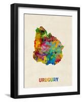 Uruguay Watercolor Map-Michael Tompsett-Framed Art Print