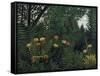 Urwald Mit Tiger Und Jaegern, um 1907-Henri Rousseau-Framed Stretched Canvas