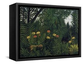 Urwald Mit Tiger Und Jaegern, um 1907-Henri Rousseau-Framed Stretched Canvas