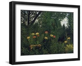 Urwald Mit Tiger Und Jaegern, um 1907-Henri Rousseau-Framed Giclee Print