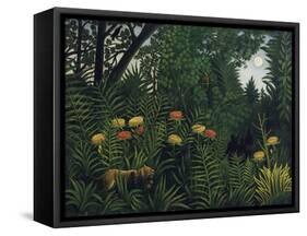 Urwald Mit Tiger Und Jaegern, um 1907-Henri Rousseau-Framed Stretched Canvas