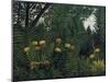 Urwald Mit Tiger Und Jaegern, um 1907-Henri Rousseau-Mounted Premium Giclee Print