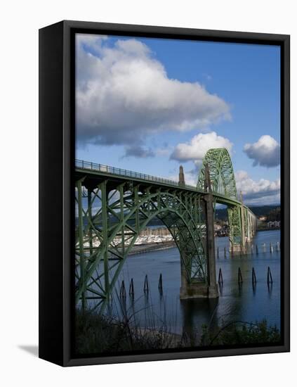 Us 101 Bridge, Newport, Oregon, USA-Peter Hawkins-Framed Stretched Canvas