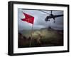 US 1st Air Cavalry Skycrane Helicopter Delivering Ammunition and Supplies to Besieged Marines-Larry Burrows-Framed Photographic Print