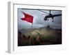 US 1st Air Cavalry Skycrane Helicopter Delivering Ammunition and Supplies to Besieged Marines-Larry Burrows-Framed Photographic Print