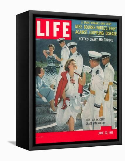 US Air Force Academy Cadets Greeting Guests after Graduation, June 22, 1959-Leonard Mccombe-Framed Stretched Canvas