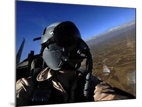 US Air Force Aerial Combat Photographer Watches for Threats to a F-15E Strike Eagle-null-Mounted Photographic Print