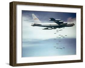 Us Air Force B-52 Dropping 750 Pound Bombs over Vietnam, Ca. 1965-1966-null-Framed Photo