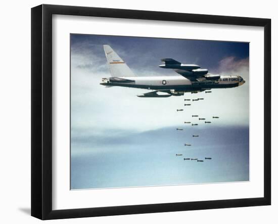 Us Air Force B-52 Dropping 750 Pound Bombs over Vietnam, Ca. 1965-1966-null-Framed Photo