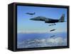 US Air Force F-15E Strike Eagle Aircraft Drops 2,000-Pound Joint Direct Attack Munitions-null-Framed Stretched Canvas