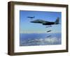 US Air Force F-15E Strike Eagle Aircraft Drops 2,000-Pound Joint Direct Attack Munitions-null-Framed Photographic Print