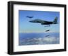 US Air Force F-15E Strike Eagle Aircraft Drops 2,000-Pound Joint Direct Attack Munitions-null-Framed Photographic Print