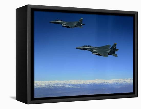 US Air Force F-15E Strike Eagles Approach a Mission Objective in Eastern Afghanistan-null-Framed Stretched Canvas