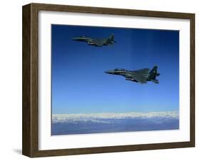 US Air Force F-15E Strike Eagles Approach a Mission Objective in Eastern Afghanistan-null-Framed Premium Photographic Print