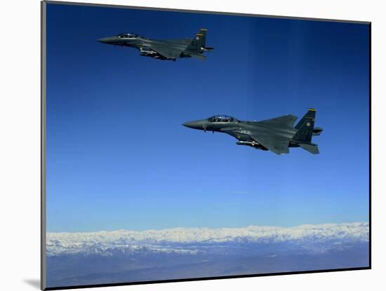 US Air Force F-15E Strike Eagles Approach a Mission Objective in Eastern Afghanistan-null-Mounted Premium Photographic Print