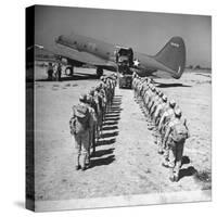 US Armed Forces C46 Cargo Plane Loading Troops and Equipment-Bernard Hoffman-Stretched Canvas