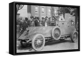 Us Army Armored Truck With Machine Gun Is Gawked By Onlookers on a Washington Street-null-Framed Stretched Canvas