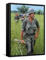 US Army Captain Robert Bacon Leading a Patrol During the Early Years of the Vietnam War-Larry Burrows-Framed Stretched Canvas