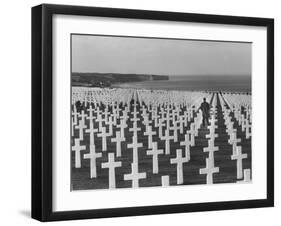 US Army Cemetery at Omaha Beach-Leonard Mccombe-Framed Photographic Print