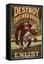 Us Army Enlistment Poster; Destroy This Mad Brute, 1917-1918-null-Framed Stretched Canvas