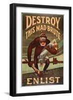 Us Army Enlistment Poster; Destroy This Mad Brute, 1917-1918-null-Framed Giclee Print