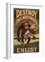 Us Army Enlistment Poster; Destroy This Mad Brute, 1917-1918-null-Framed Giclee Print
