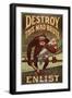 Us Army Enlistment Poster; Destroy This Mad Brute, 1917-1918-null-Framed Premium Giclee Print