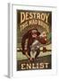 Us Army Enlistment Poster; Destroy This Mad Brute, 1917-1918-null-Framed Giclee Print
