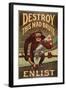 Us Army Enlistment Poster; Destroy This Mad Brute, 1917-1918-null-Framed Giclee Print