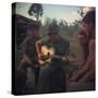 US Army Infantrymen Gather around a Guitar Player and Sing, Vietnam, Jan. 1968-null-Stretched Canvas