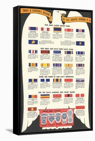 US Army, Navy, Marines and Coast Guard Service Ribbons-null-Framed Stretched Canvas