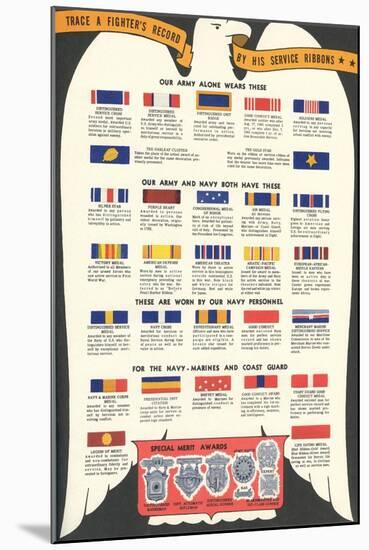 US Army, Navy, Marines and Coast Guard Service Ribbons-null-Mounted Art Print