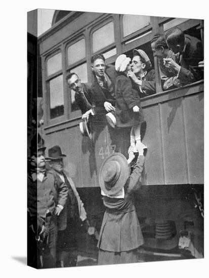 Us Army Recruits Bid Farewell to Family before the Train Journey to Training Camp, 1917-American Photographer-Stretched Canvas