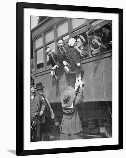 Us Army Recruits Bid Farewell to Family before the Train Journey to Training Camp, 1917-American Photographer-Framed Premium Photographic Print