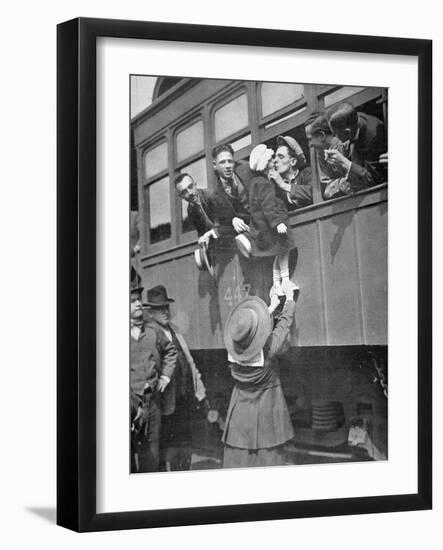 Us Army Recruits Bid Farewell to Family before the Train Journey to Training Camp, 1917-American Photographer-Framed Photographic Print