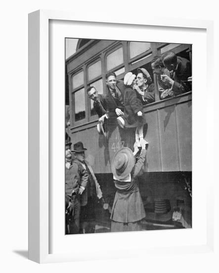 Us Army Recruits Bid Farewell to Family before the Train Journey to Training Camp, 1917-American Photographer-Framed Photographic Print